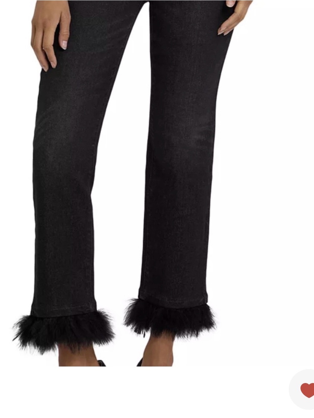 Boohoo Black Feather Trim Ankle Jeans